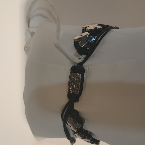 NWT King Baby Studio black macrame bracelet with alloy crosses - Picture 3 of 5